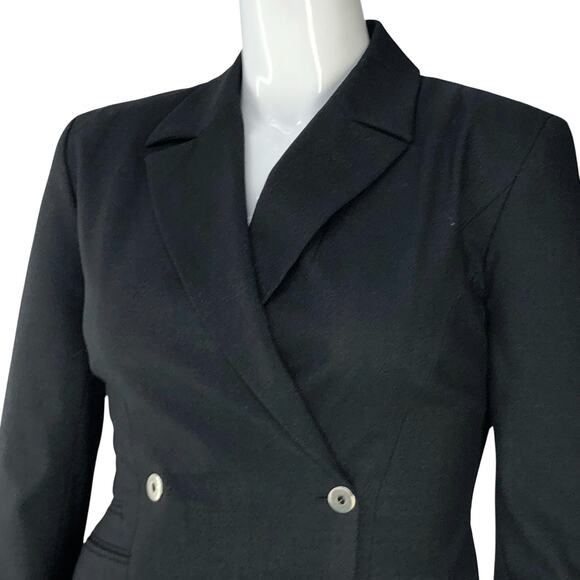 State Of Claude Montana Blazer Womens 12 Black Double Breasted Wool Blend Jacket - Picture 2 of 16